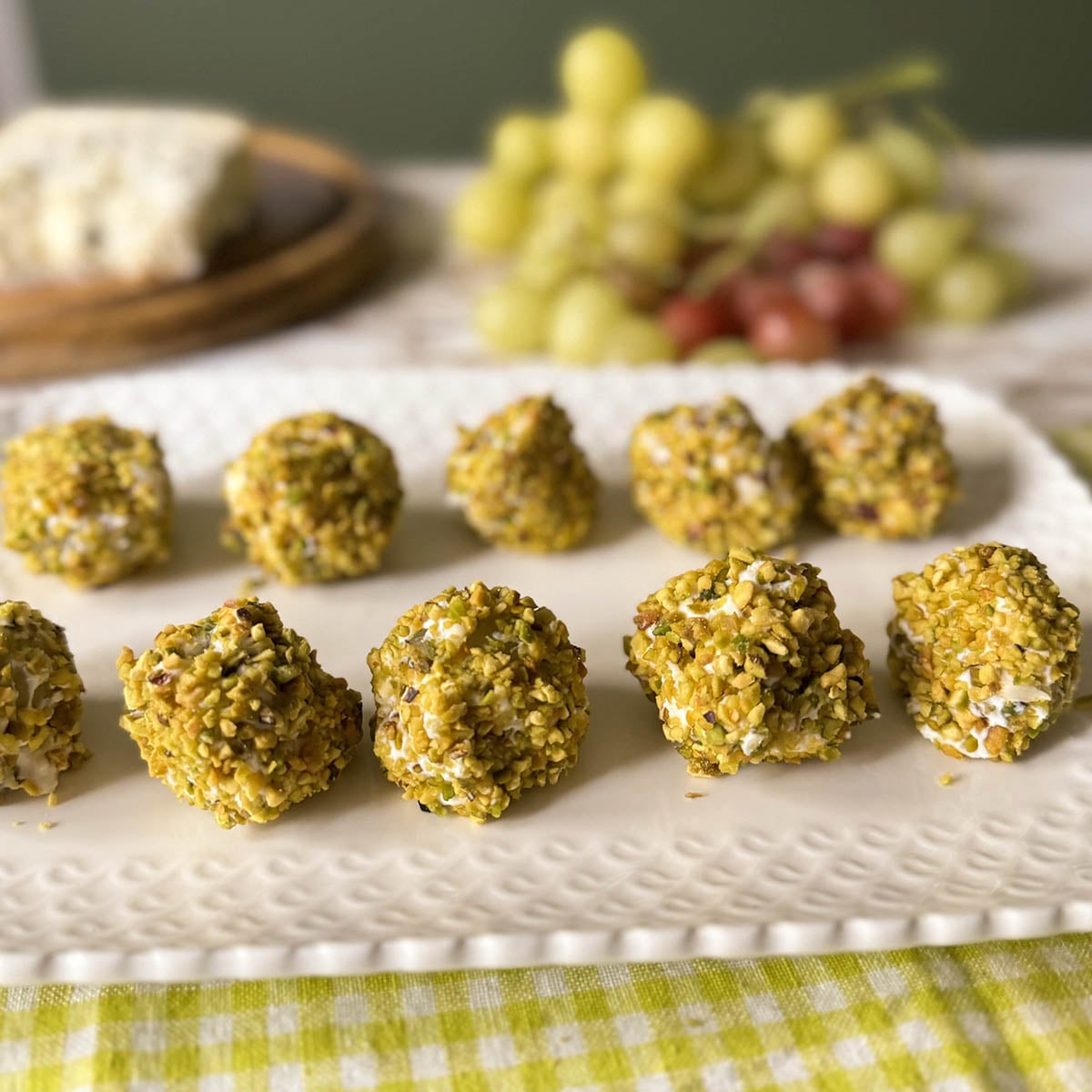 Grapes Dipped in Gorgonzola and Pistachios