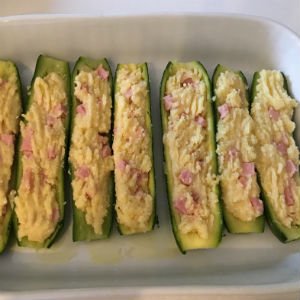 Stuffed Zucchini with Ham and Parmigiano