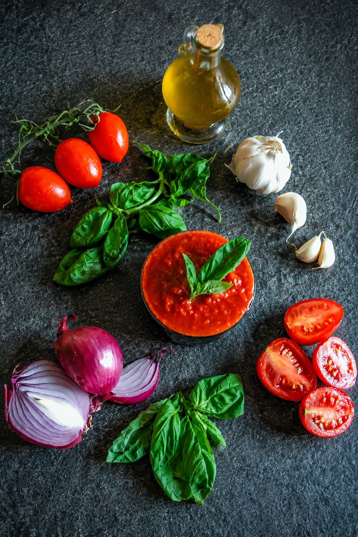 Italian tomato sauce from fresh tomatoes ingredients