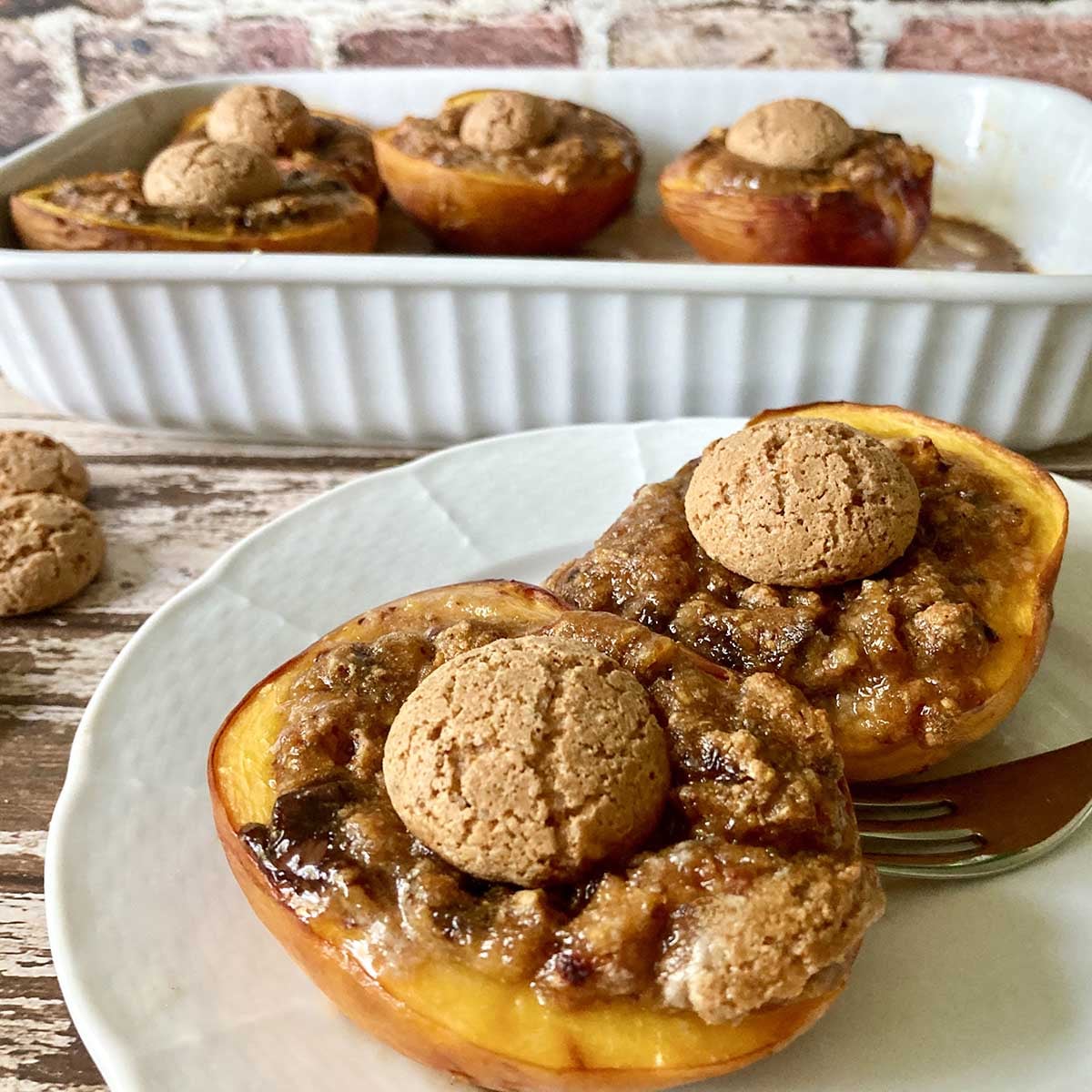 Baked Peaches with Amaretti and Chocolate