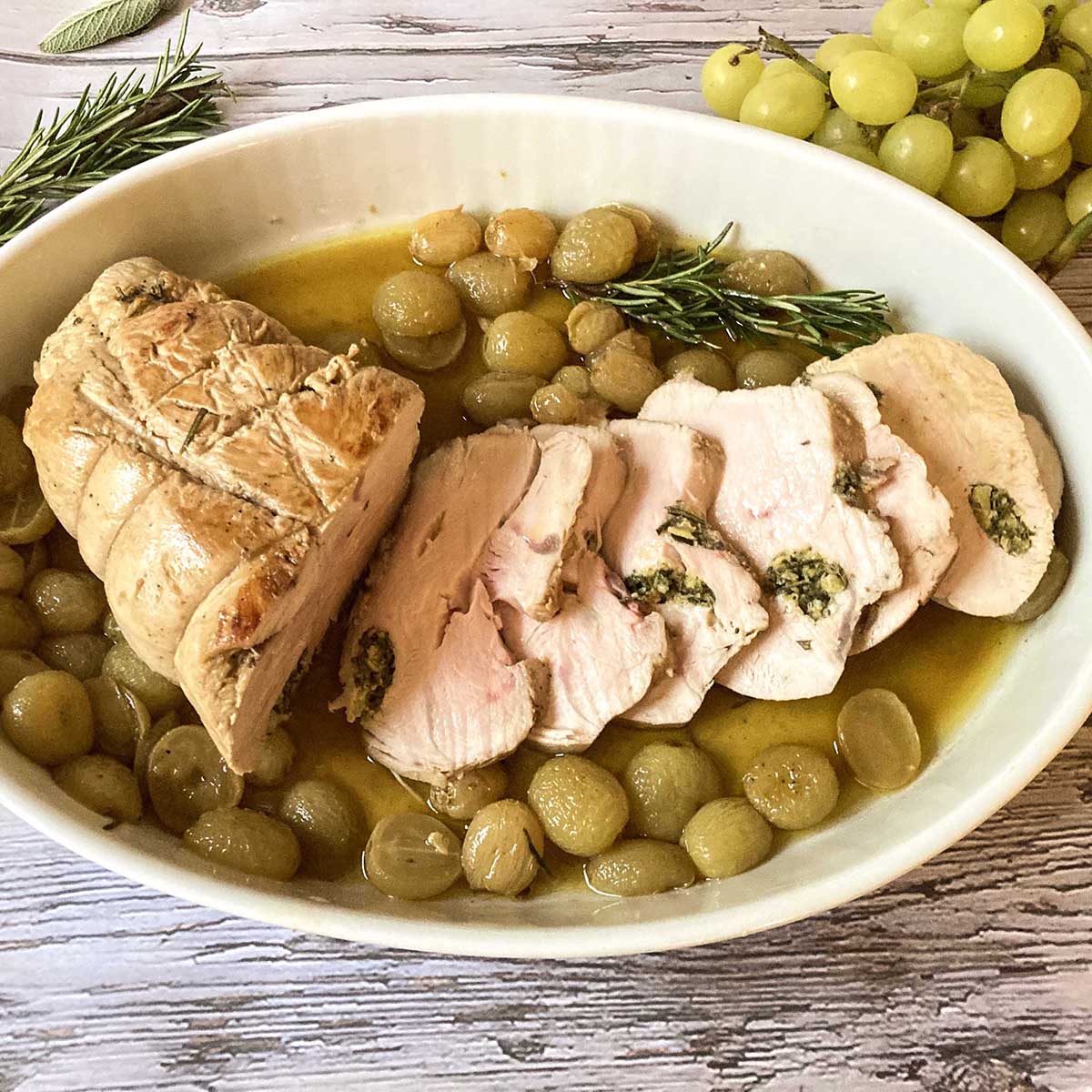 Roast Turkey Breast with Grapes