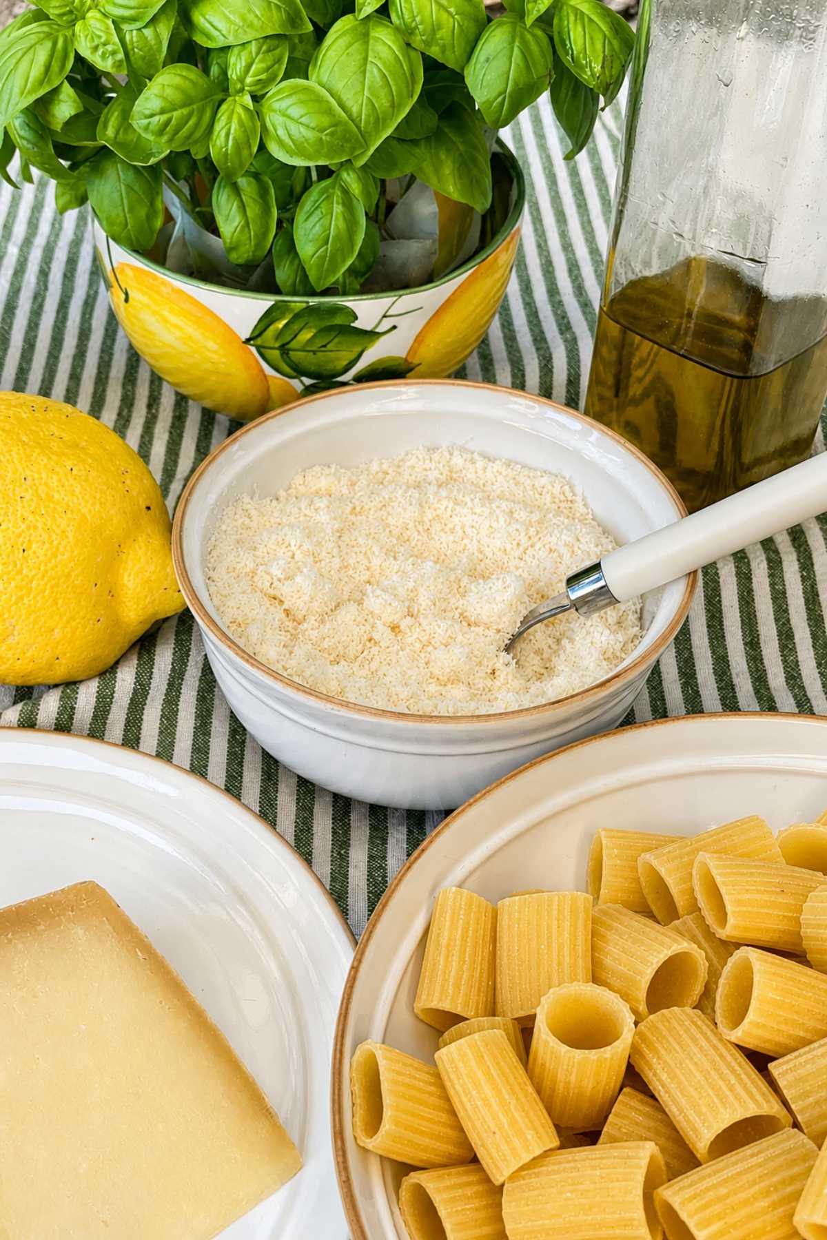 Pasta with Pecorino Cream, Lemon and Basil ingredients