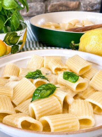 pasta with pecorino cream, lemon and basil