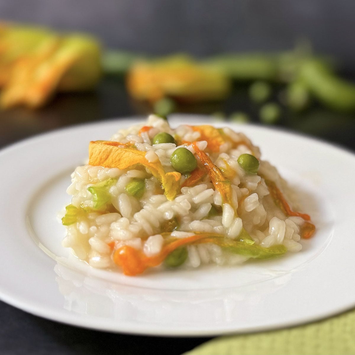 Risotto with Peas & Zucchini Flowers Recipe