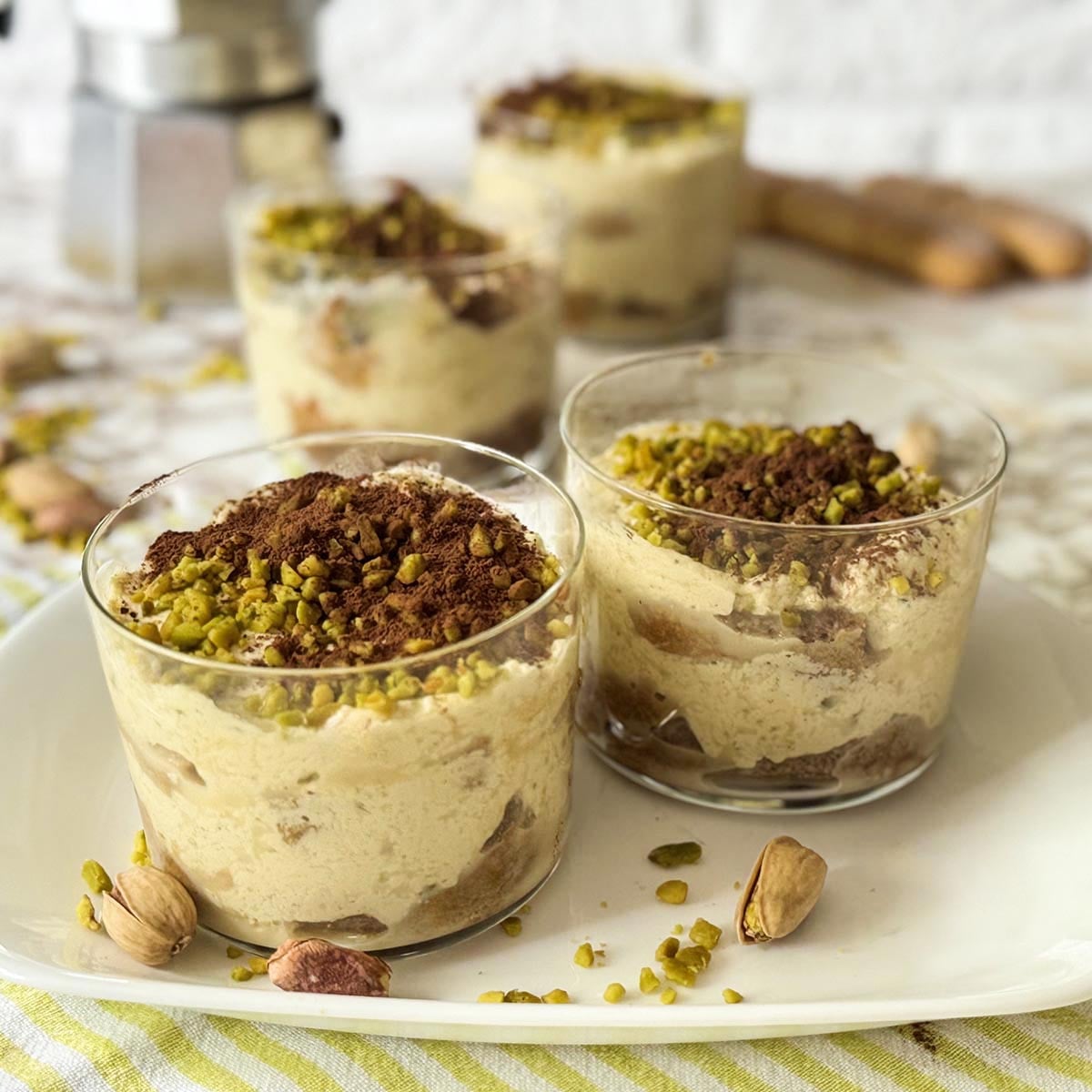 Easy Pistachio Tiramisu Without Eggs