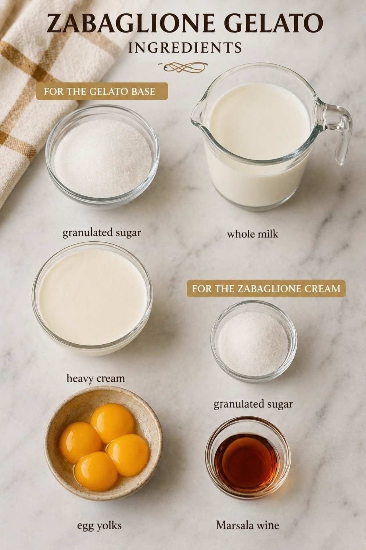 zabaglione gelato ingredients milk cream sugar egg yolks marsala italian ice cream