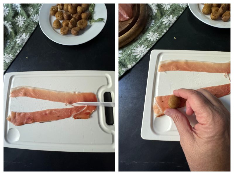 speck wrapped chestnuts step 1