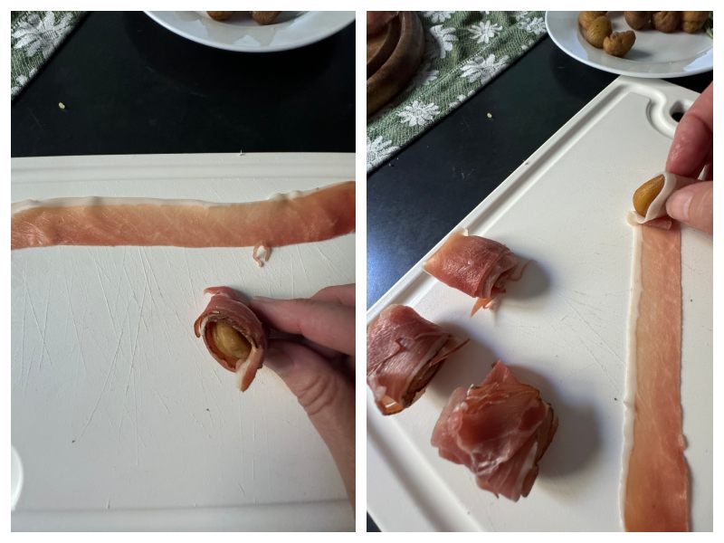 speck wrapped chestnuts step 2