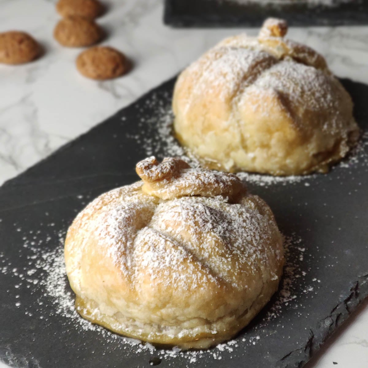 Baked Apple in Puff Pastry with Amaretti and Jam