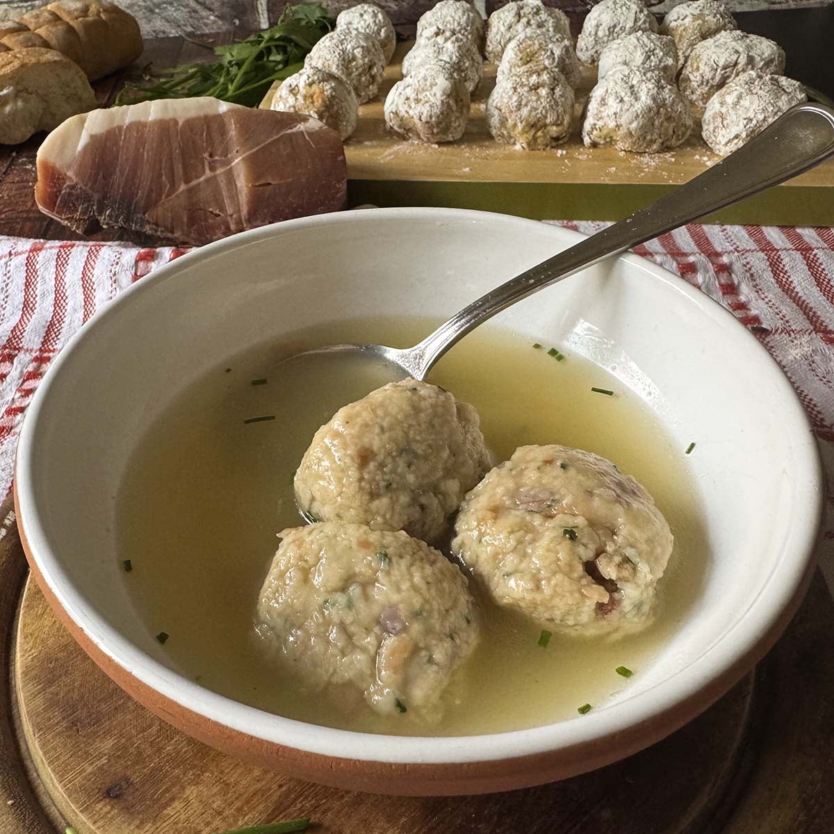 Canederli: Traditional Tyrolean Bread Dumplings with Speck