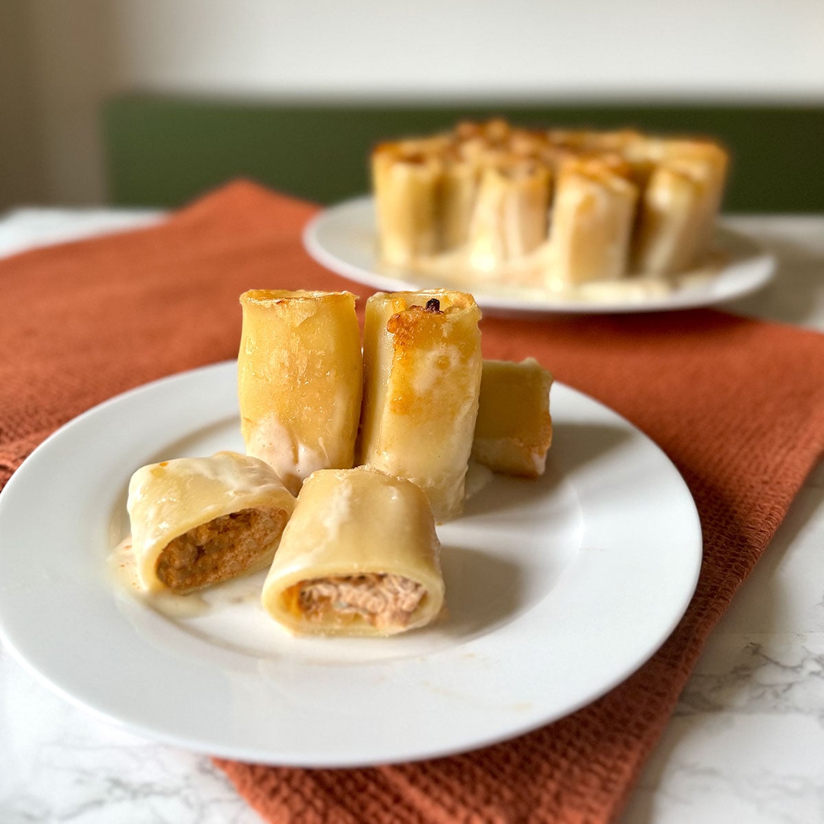 Stuffed Paccheri with Sausage and Mushrooms