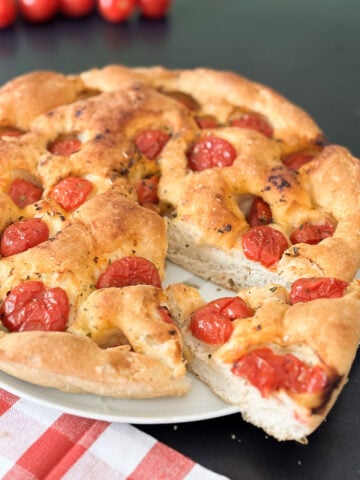 focaccia pugliese with cherry tomatoes