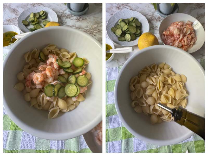Shrimp Pasta Salad with Zucchini and Lemon step 4