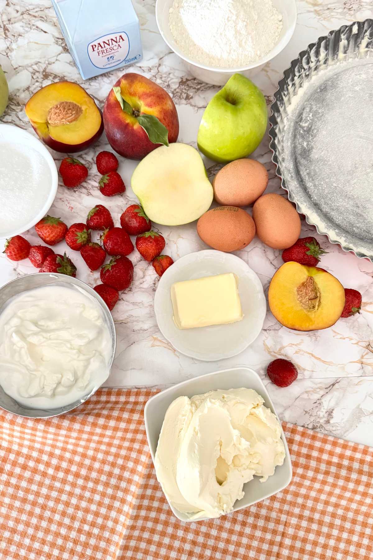 soft fruit tart with yogurt cream ingredients