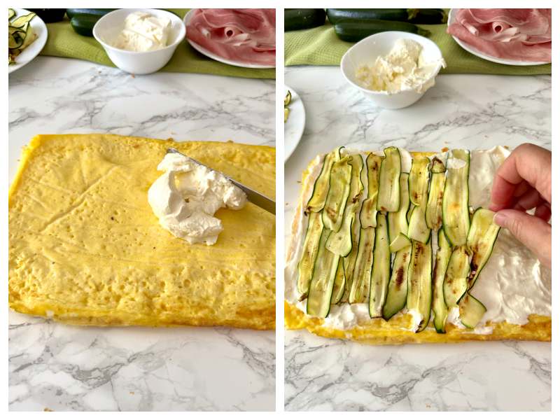 Frittata Roll with Ham, Zucchini and Robiola step 4