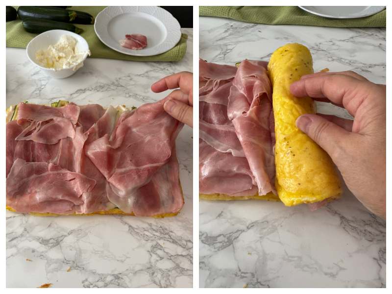 Frittata Roll with Ham, Zucchini and Robiola step 5