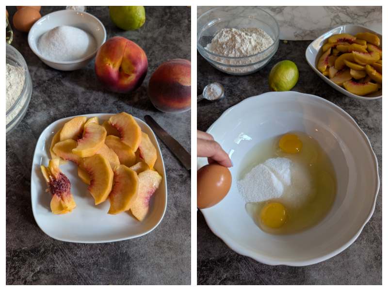 peach cake with yogurt step 1