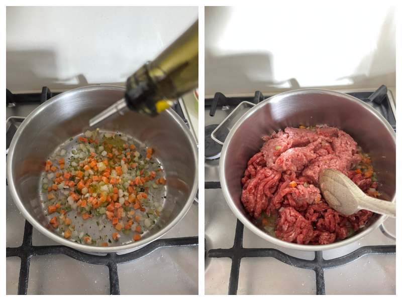 Italian stuffed shells with meat sauce step 1