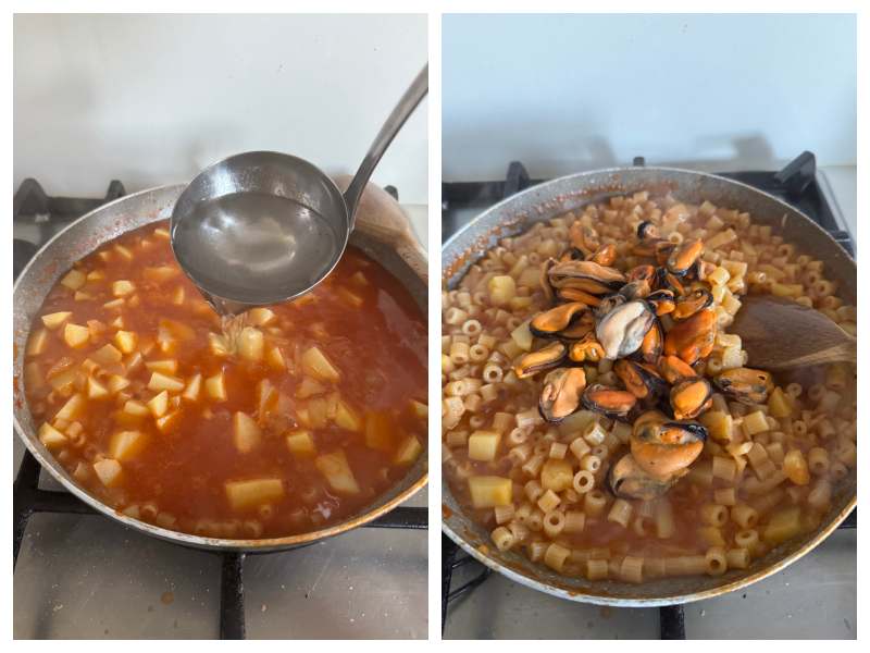 Neapolitan pasta with potatoes and mussels step 6