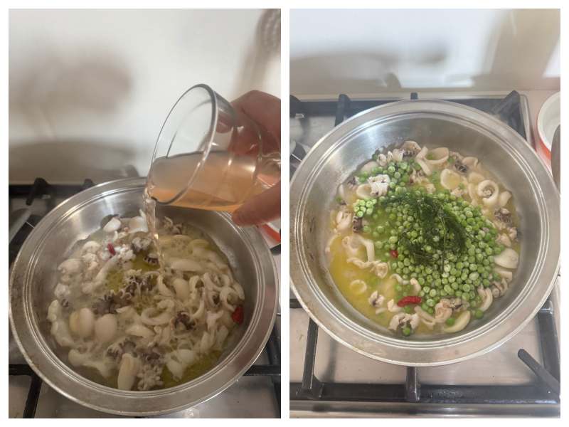 Strozzapreti with Cuttlefish and Peas step 2