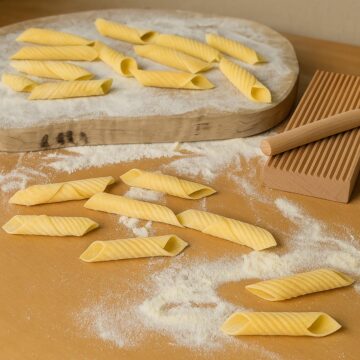 homemade garganelli pasta