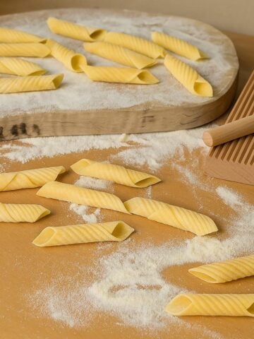 homemade garganelli pasta