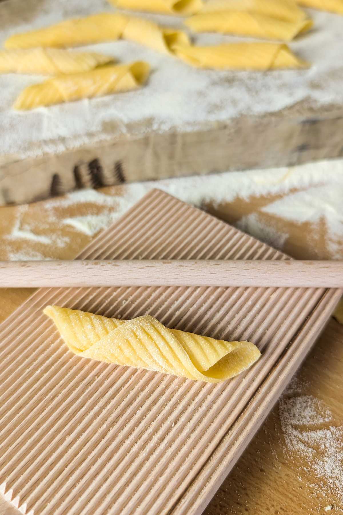 homemade garganelli pasta