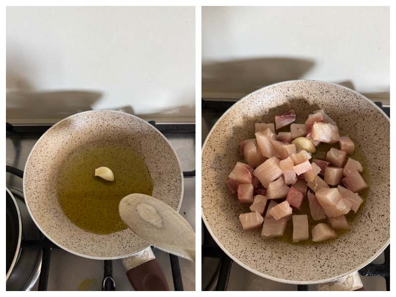 paccheri with swordfish eggplant and tomato step 3