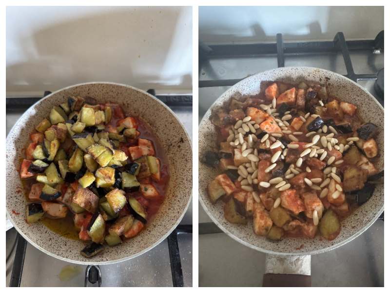 paccheri with swordfish eggplant and tomato step 5