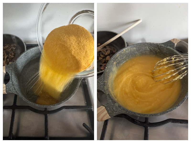 polenta cups with sautéed mushrooms step 1