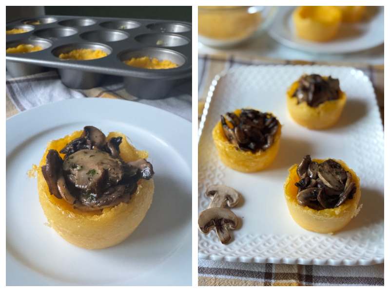 polenta cups with sautéed mushrooms step 7