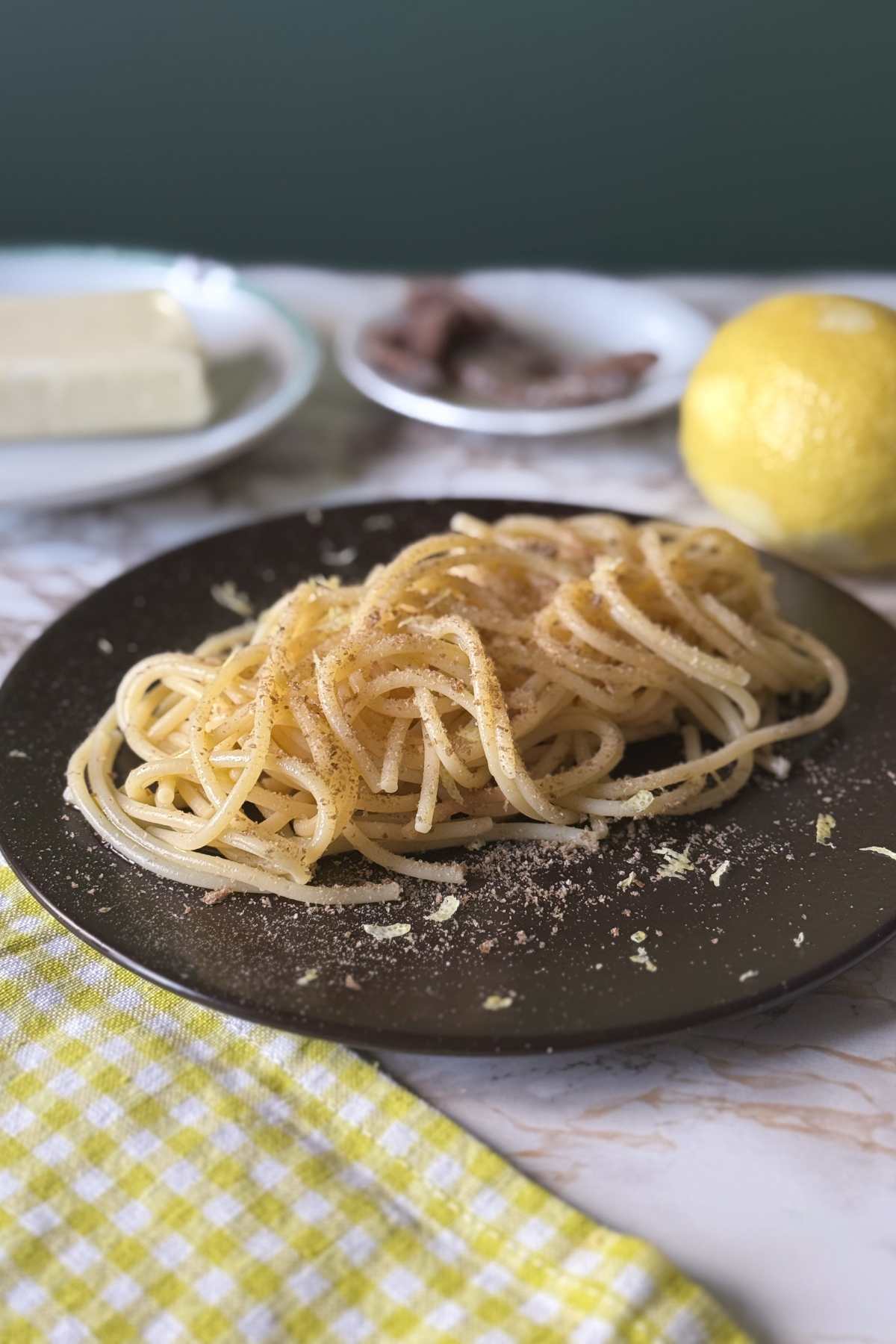 spaghetti with butter anchovies and lemon