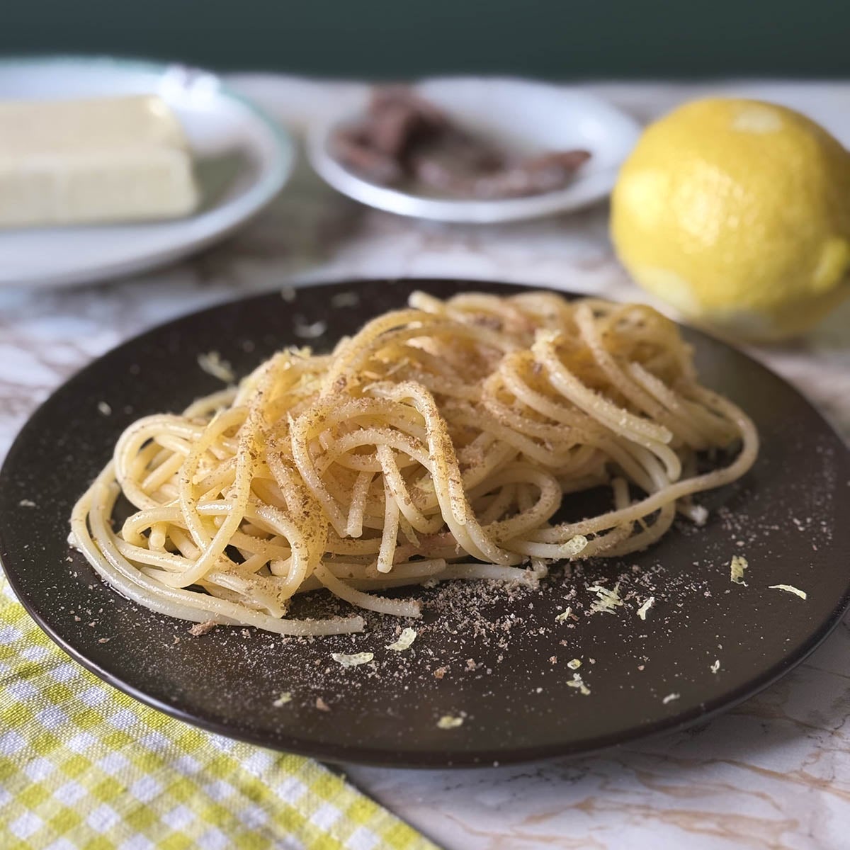 Spaghetti with Butter, Anchovies and Lemon