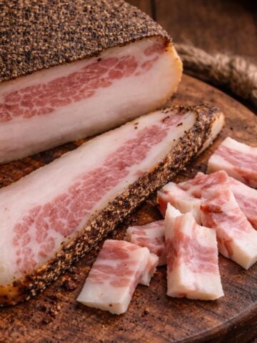 guanciale cured pork jowl used in Roman pasta recipes