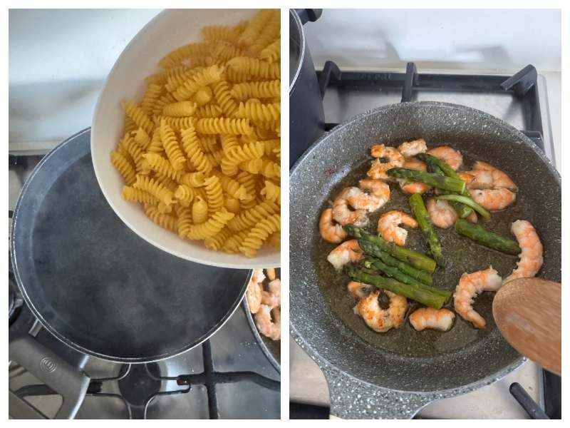 shrimp and asparagus pasta recipe step 4