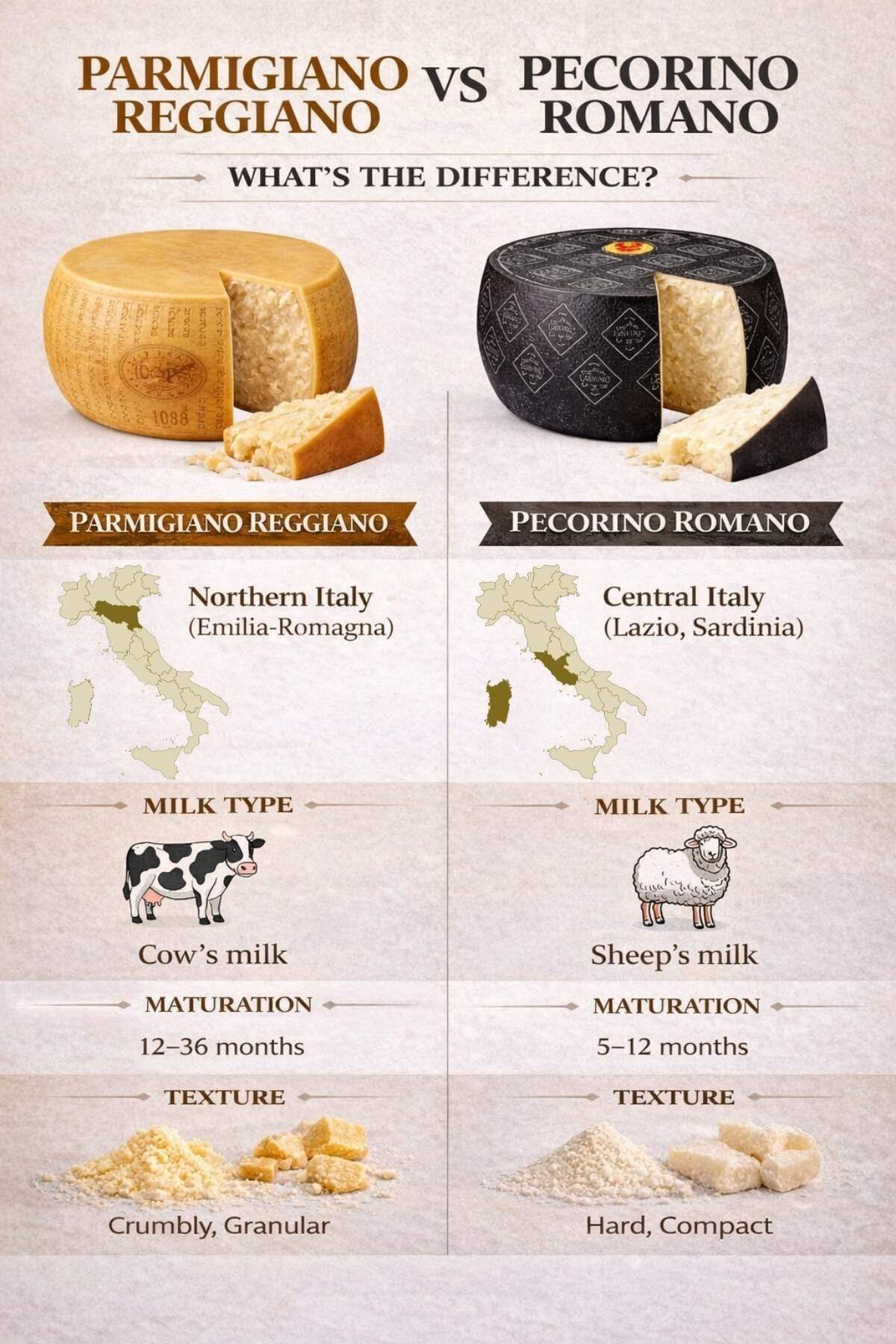 parmigiano reggiano vs pecorino romano