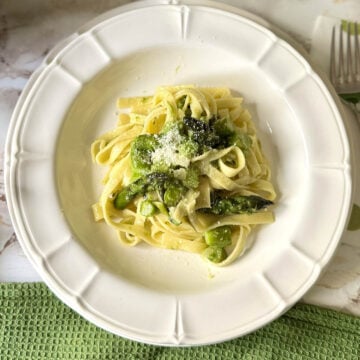 Asparagus pasta made with Italian tagliatelle and fresh asparagus