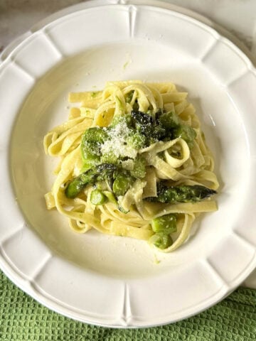 Asparagus pasta made with Italian tagliatelle and fresh asparagus