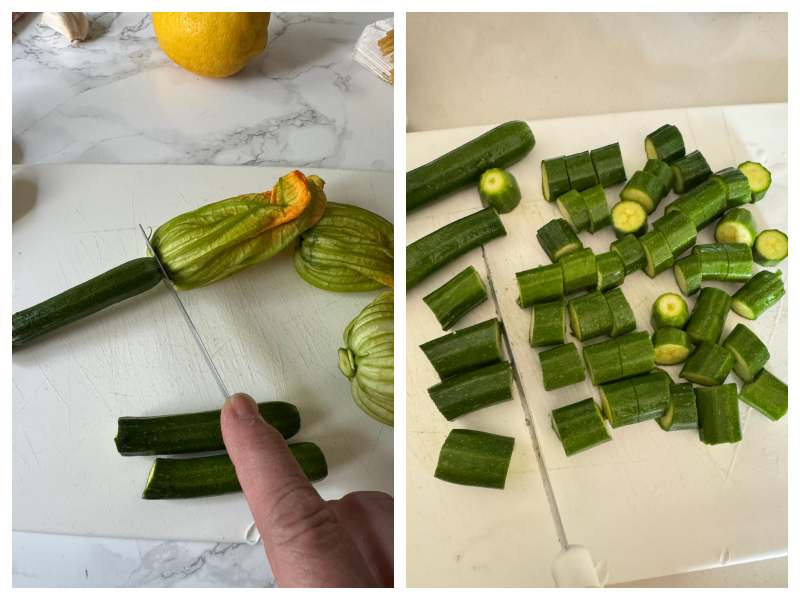 zucchini flower pasta recipe step 1
