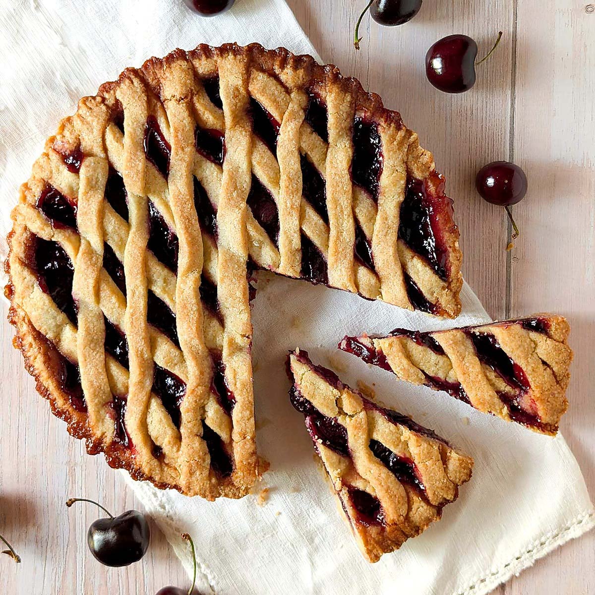 Fresh Cherry Crostata Recipe (Italian Cherry Tart)