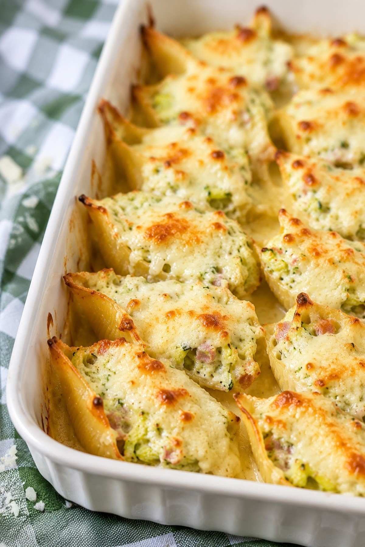 baked pasta shells with ricotta and zucchini