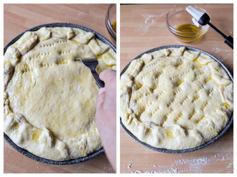 stuffed focaccia pugliese with onions olives and cherry tomatoes step 9