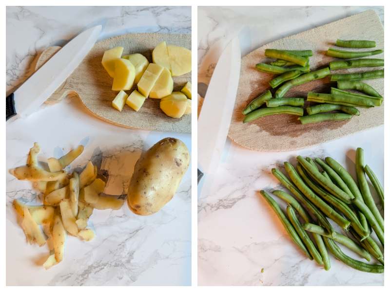 trenette al pesto with potatoes and green beans step 1