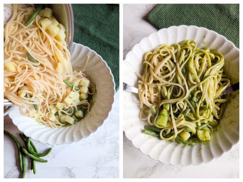 trenette al pesto with potatoes and green beans step 4