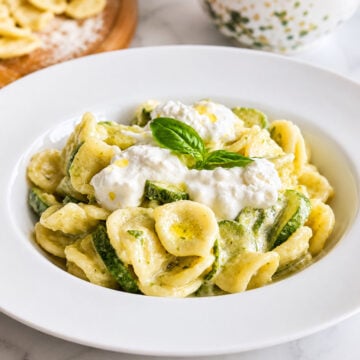 orecchiette with zucchini and stracciatella cheese