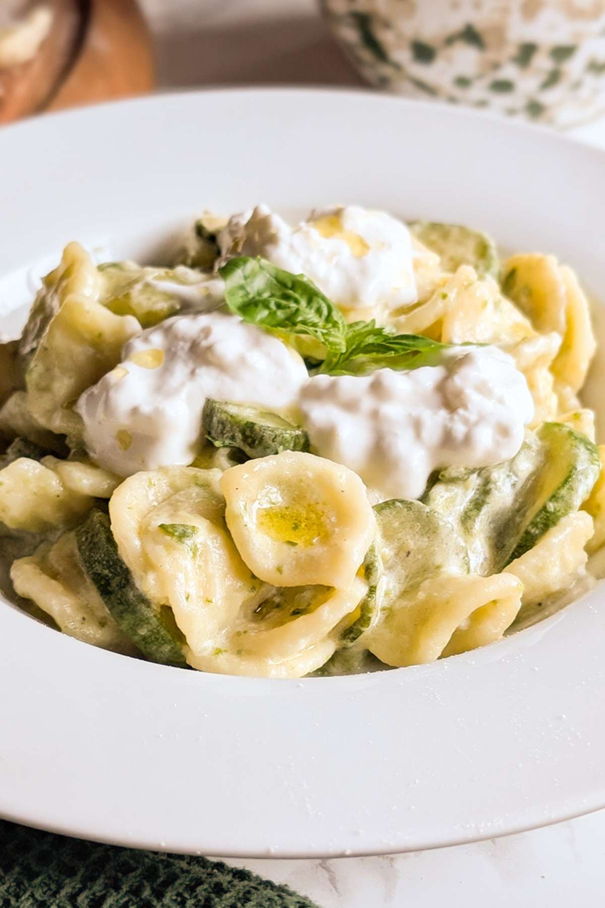 orecchiette with zucchini and stracciatella cheese