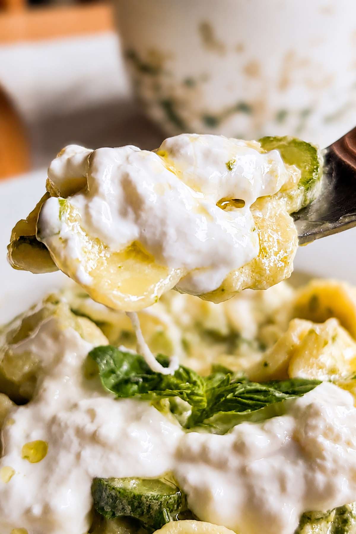 orecchiette with zucchini and stracciatella cheese