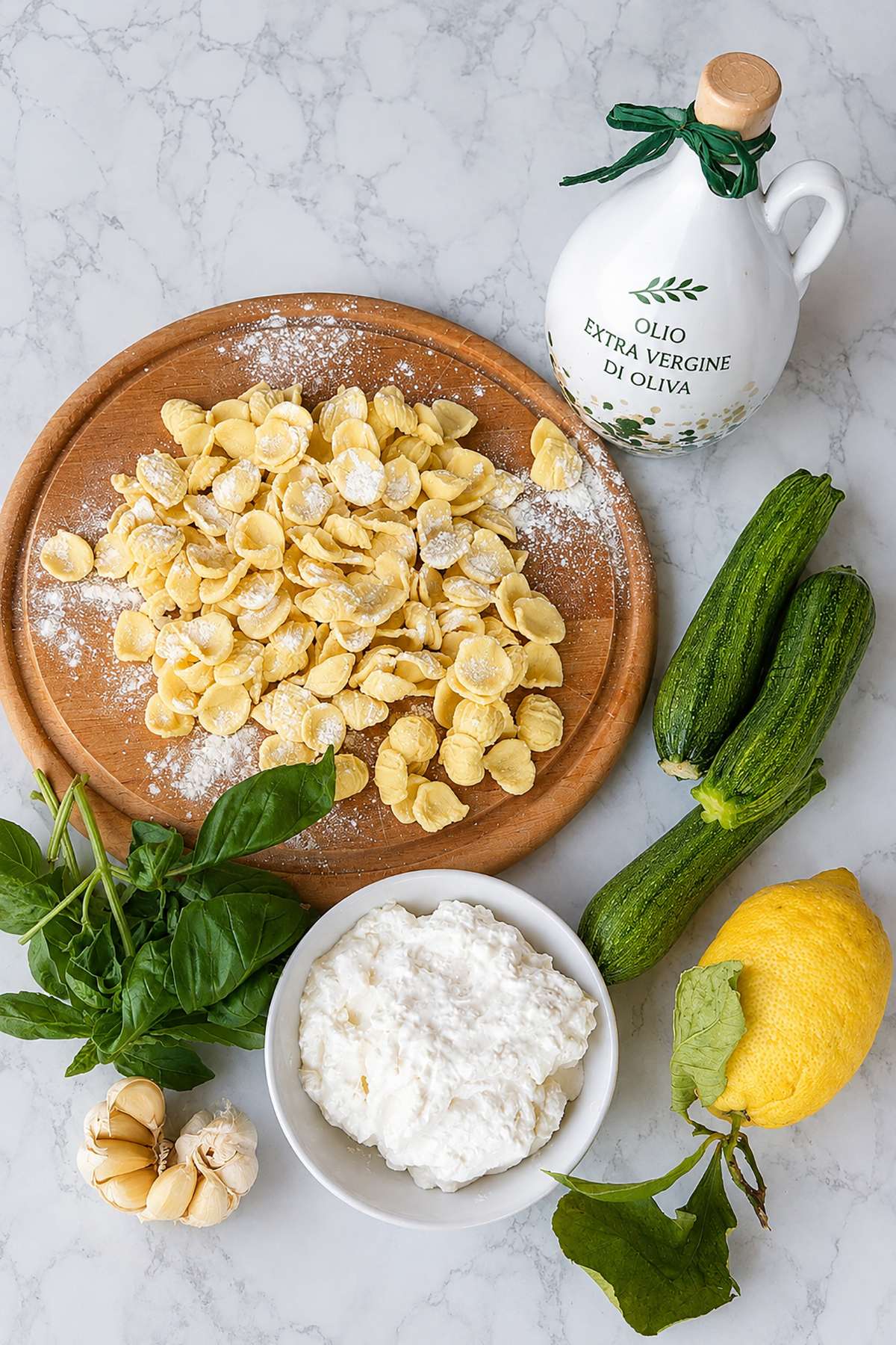 orecchiette with zucchini and stracciatella cheese ingredients