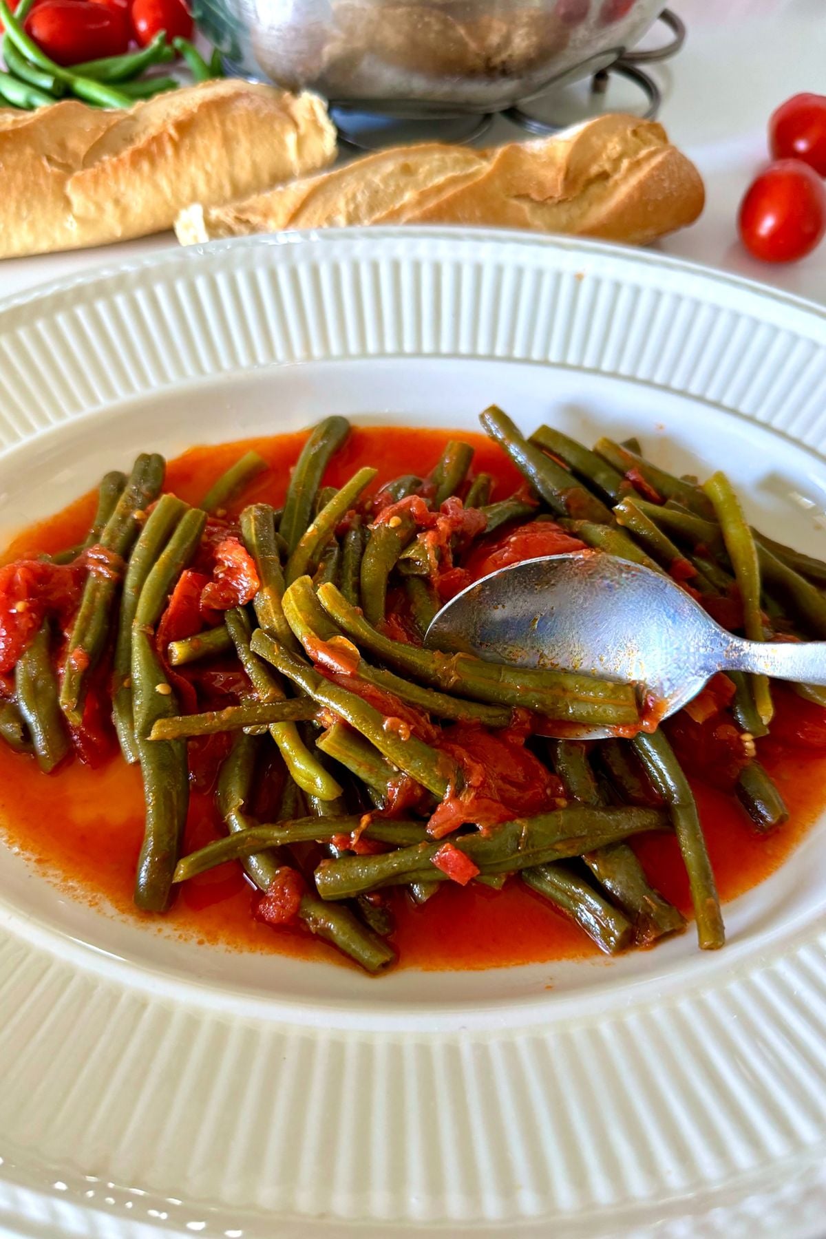 Italian green beans in tomato sauce