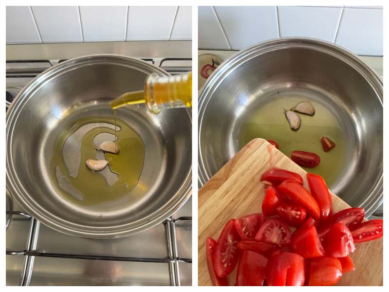 Italian green beans in tomato sauce step 2